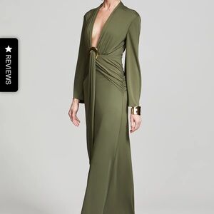 Halston Heritage Long Sleeve Olive Dress